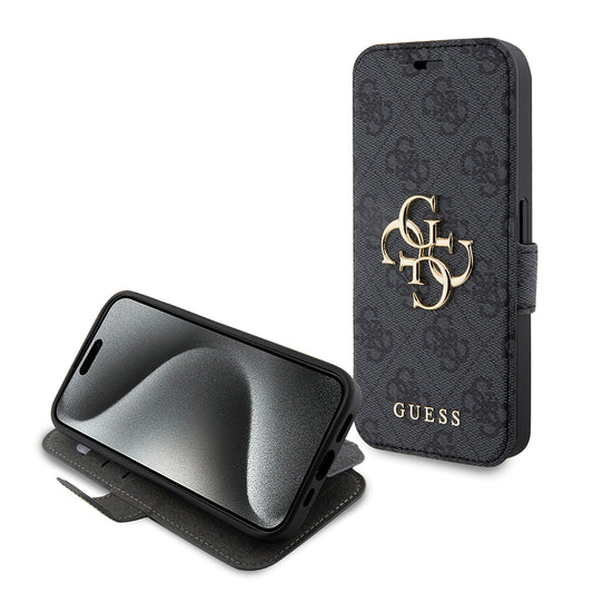 Capa para Apple iPhone 15 Pro, Guess, 4G Book, Cinzento