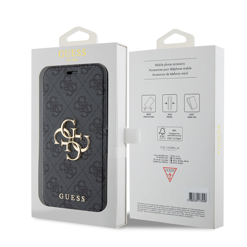 Capa para Apple iPhone 15 Pro, Guess, 4G Book, Cinzento