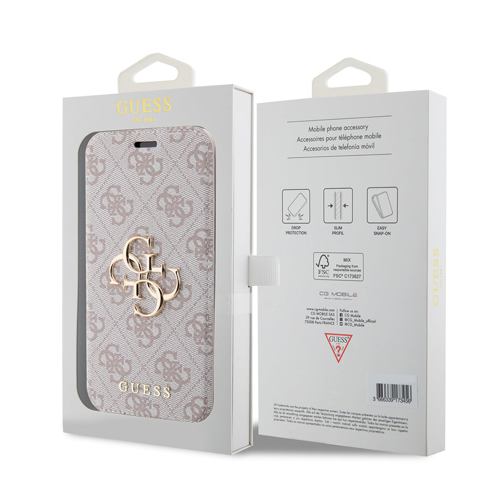 Capa para Apple iPhone 15 Pro, Guess, 4G Book, Rosa