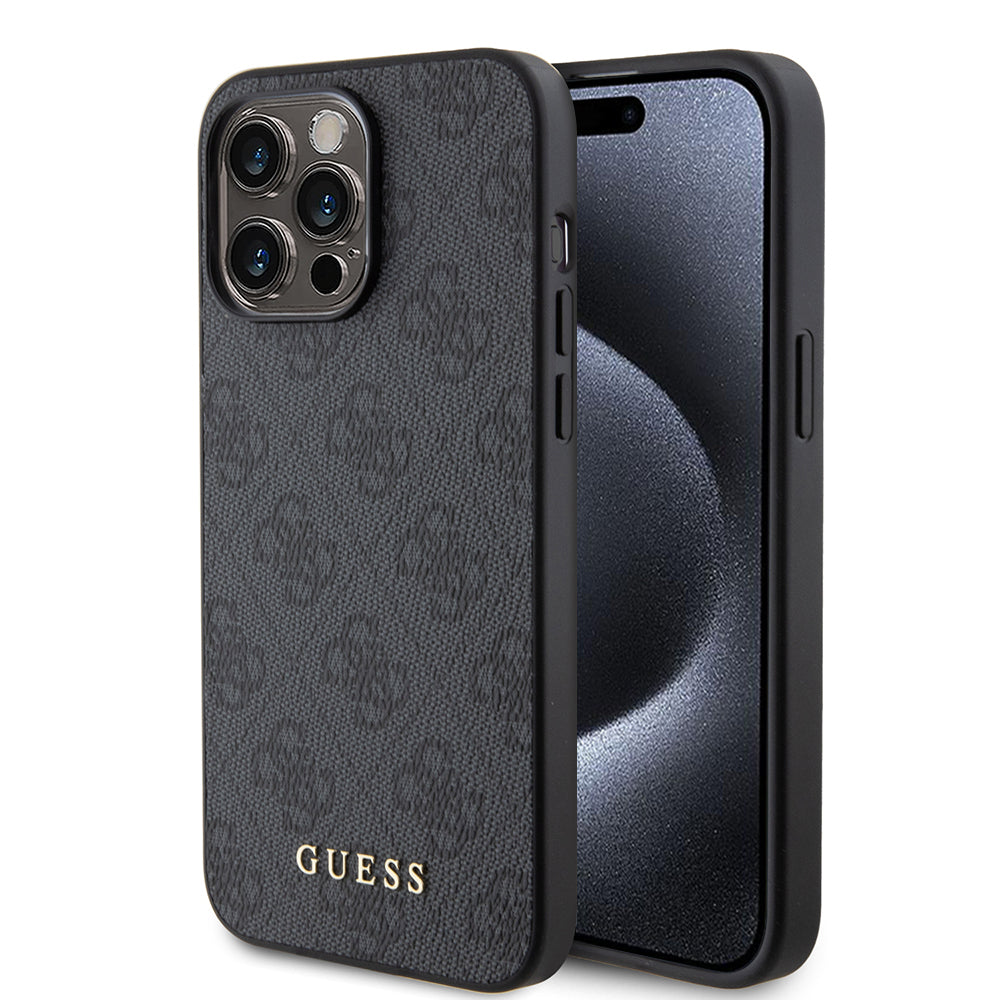 Capa para Apple iPhone 15 Pro, Guess, 4G Metal Gold Logo, Cinza