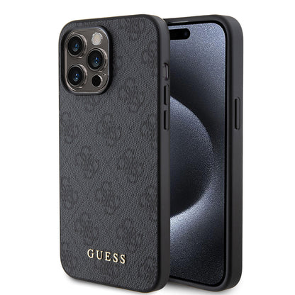Capa para Apple iPhone 15 Pro, Guess, 4G Metal Gold Logo, Cinza