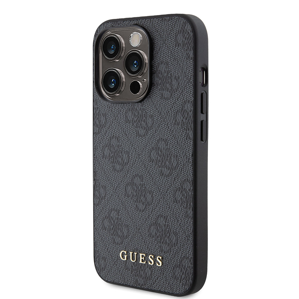 Capa para Apple iPhone 15 Pro, Guess, 4G Metal Gold Logo, Cinza
