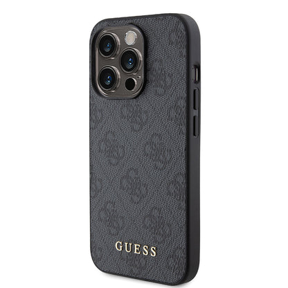 Capa para Apple iPhone 15 Pro, Guess, 4G Metal Gold Logo, Cinza
