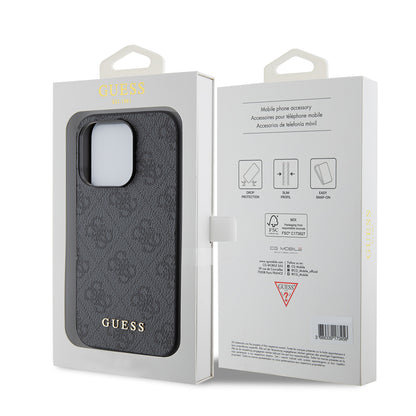 Capa para Apple iPhone 15 Pro, Guess, 4G Metal Gold Logo, Cinza