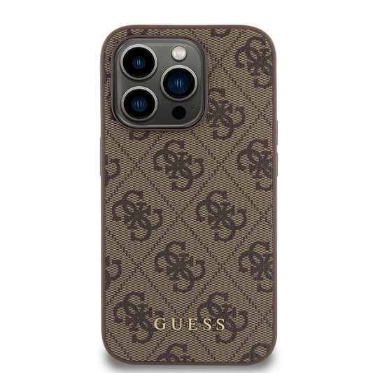 Capa para Apple iPhone 15 Pro, Guess, 4G Metal Gold Logo, Castanho