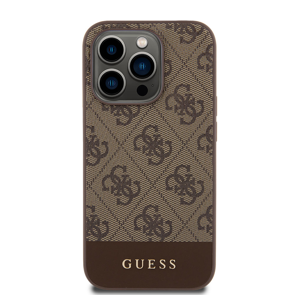 Capa para Apple iPhone 15 Pro, Guess, 4G Stripe, Castanho