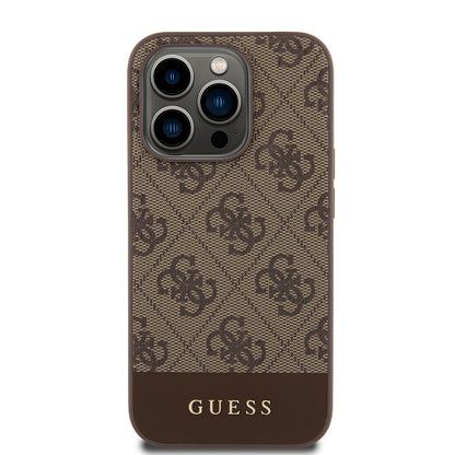 Capa para Apple iPhone 15 Pro, Guess, 4G Stripe, Castanho