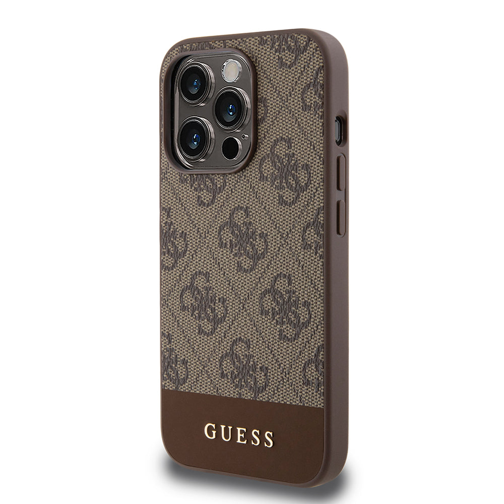 Capa para Apple iPhone 15 Pro, Guess, 4G Stripe, Castanho