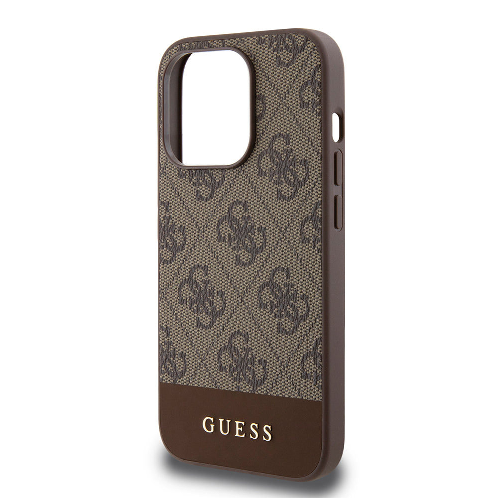 Capa para Apple iPhone 15 Pro, Guess, 4G Stripe, Castanho