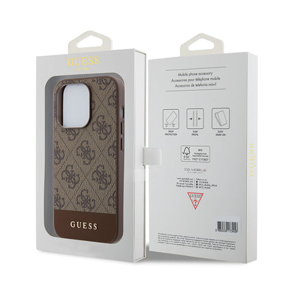 Capa para Apple iPhone 15 Pro, Guess, 4G Stripe, Castanho