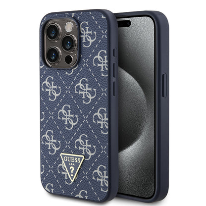 Capa para Apple iPhone 15 Pro, Guess, Logo Triângulo 4G, Azul