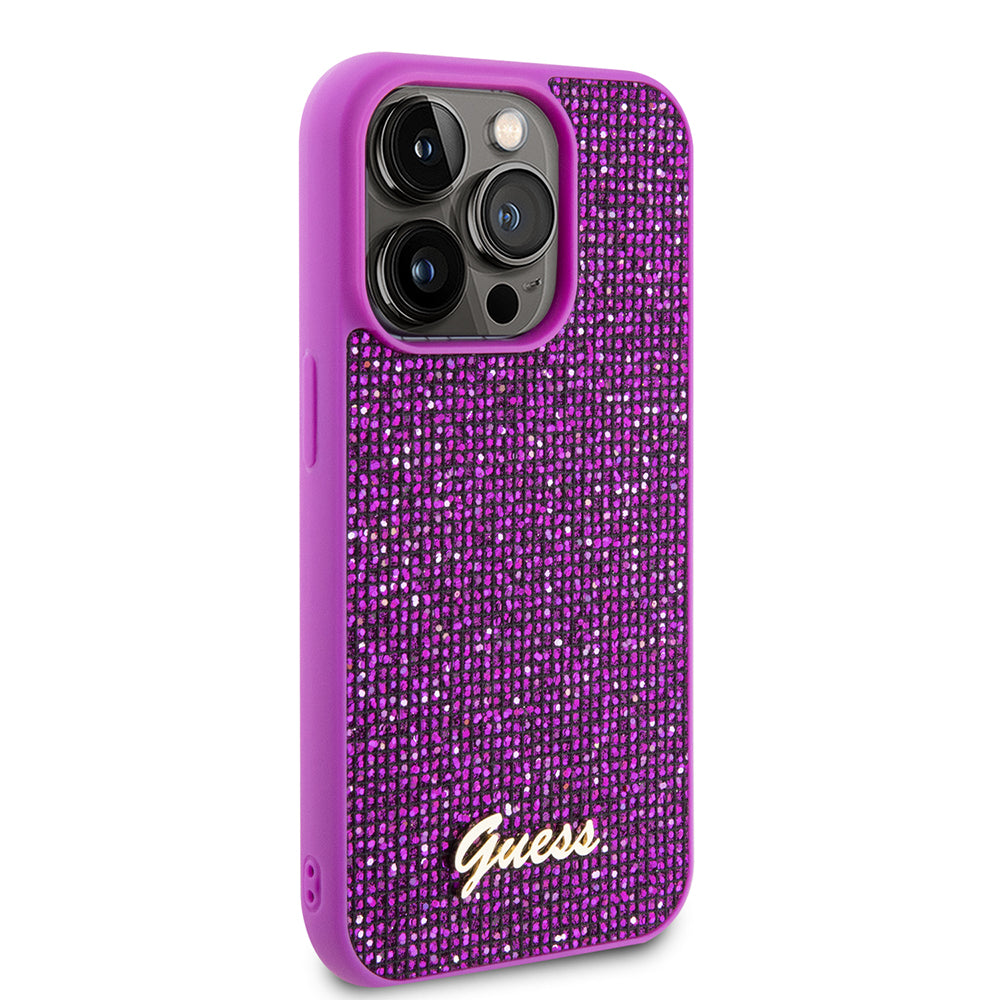 Capa para Apple iPhone 15 Pro, Guess, Disco Metal Script, Fúcsia