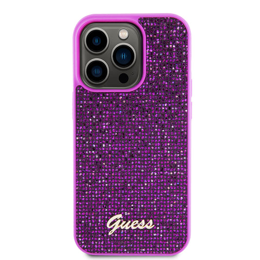 Capa para Apple iPhone 15 Pro, Guess, Disco Metal Script, Fúcsia