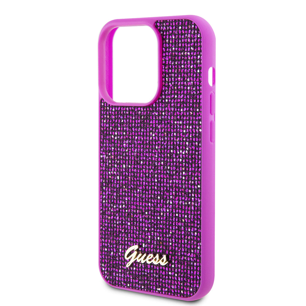 Capa para Apple iPhone 15 Pro, Guess, Disco Metal Script, Fúcsia