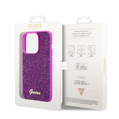 Capa para Apple iPhone 15 Pro, Guess, Disco Metal Script, Fúcsia