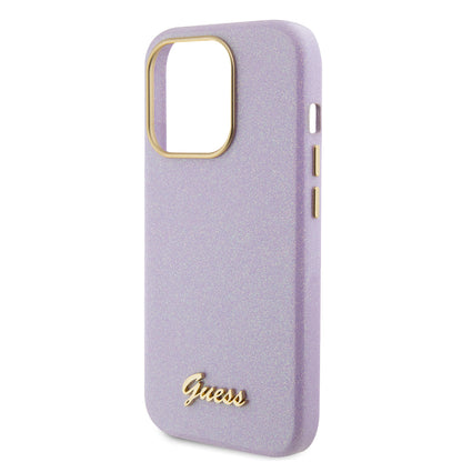 Case for Apple iPhone 15 Pro, Guess, Glitter Glossy Script, Light Purple