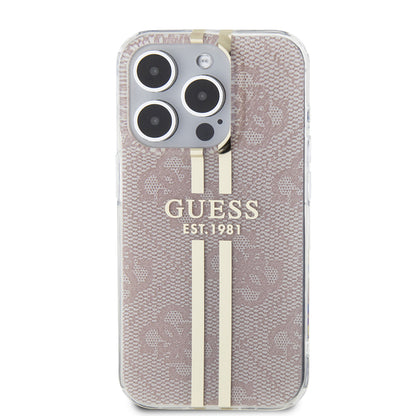 Capa para Apple iPhone 15 Pro, Guess, IML 4G Gold Stripe, Rosa