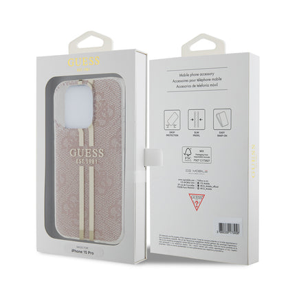 Capa para Apple iPhone 15 Pro, Guess, IML 4G Gold Stripe, Rosa
