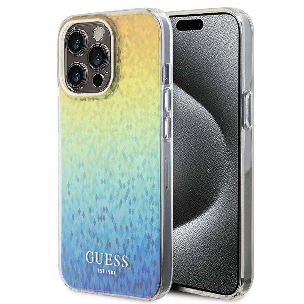 Capa para Apple iPhone 15 Pro, Guess, IML Faceted Mirror Disco Iridescent, Multicolor