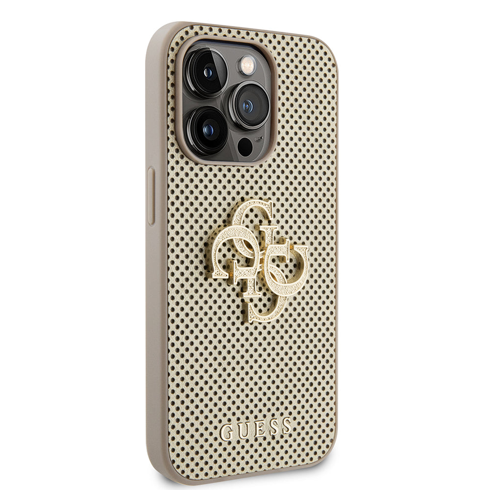 Capa para Apple iPhone 15 Pro, Guess, Perforated 4G, Dourada