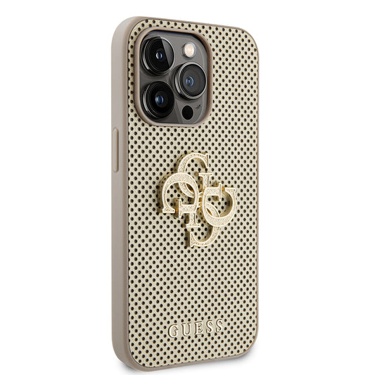 Capa para Apple iPhone 15 Pro, Guess, Perforated 4G, Dourada