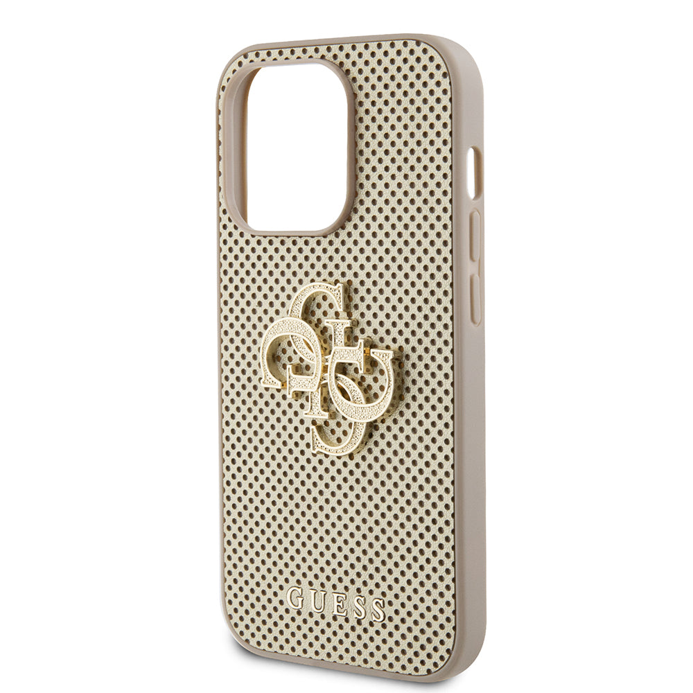 Capa para Apple iPhone 15 Pro, Guess, Perforated 4G, Dourada