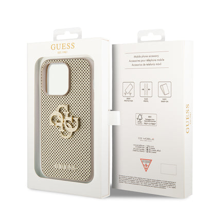 Capa para Apple iPhone 15 Pro, Guess, Perforated 4G, Dourada