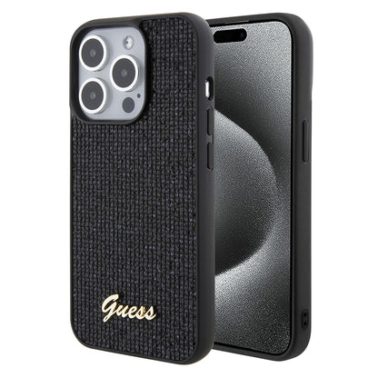 Case for Apple iPhone 15 Pro, Guess, PU Square Mirror Script Logo, Black