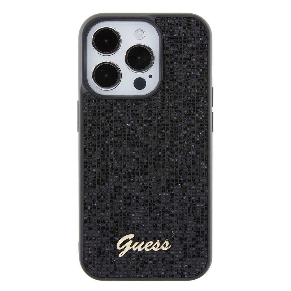 Case for Apple iPhone 15 Pro, Guess, PU Square Mirror Script Logo, Black