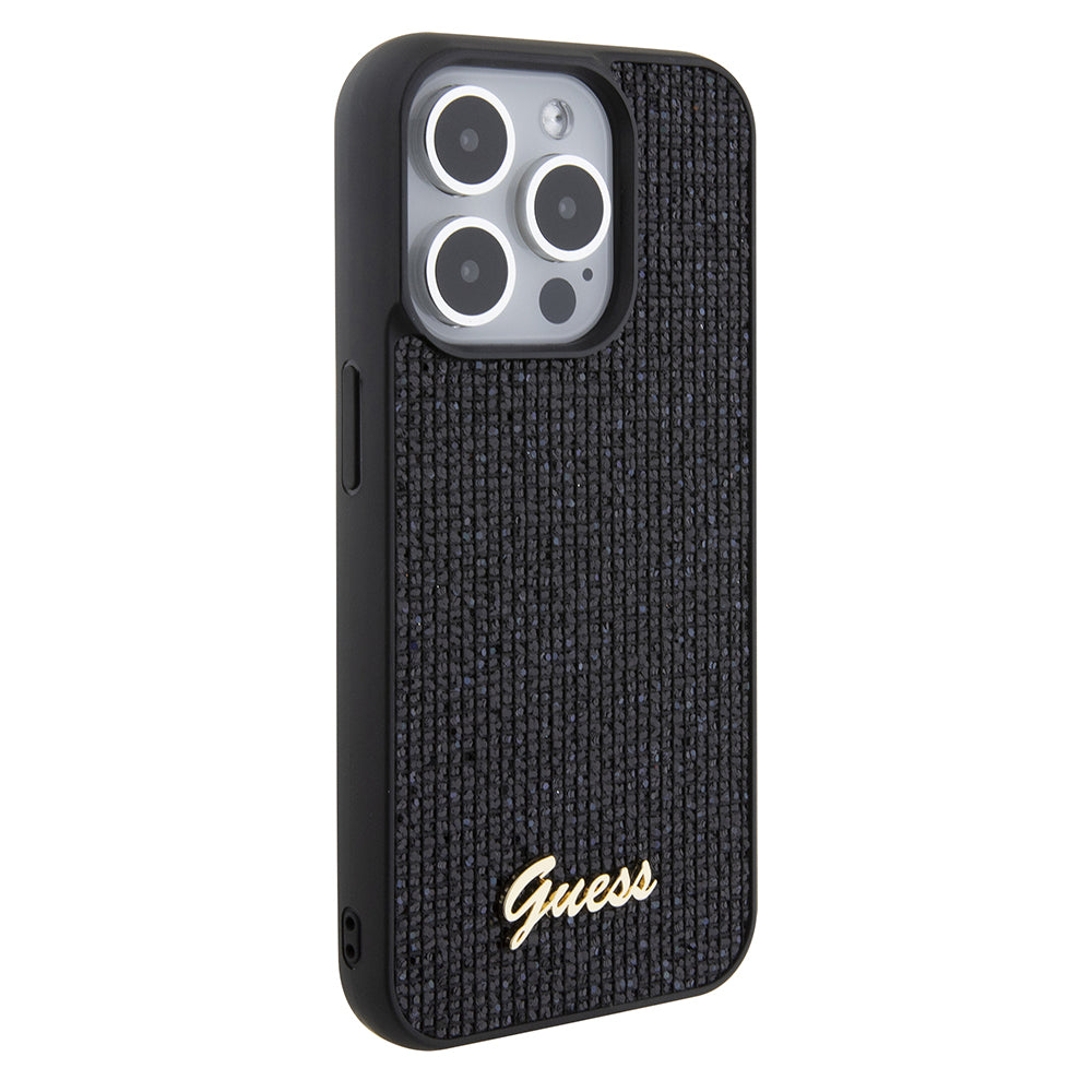 Case for Apple iPhone 15 Pro, Guess, PU Square Mirror Script Logo, Black