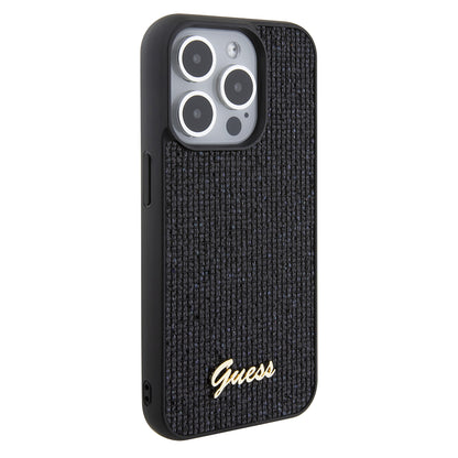 Case for Apple iPhone 15 Pro, Guess, PU Square Mirror Script Logo, Black
