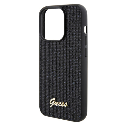 Case for Apple iPhone 15 Pro, Guess, PU Square Mirror Script Logo, Black