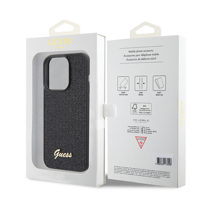Case for Apple iPhone 15 Pro, Guess, PU Square Mirror Script Logo, Black