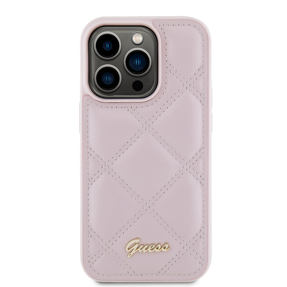 Capa para Apple iPhone 15 Pro, Guess, Quilted Metal Logo, Rosa