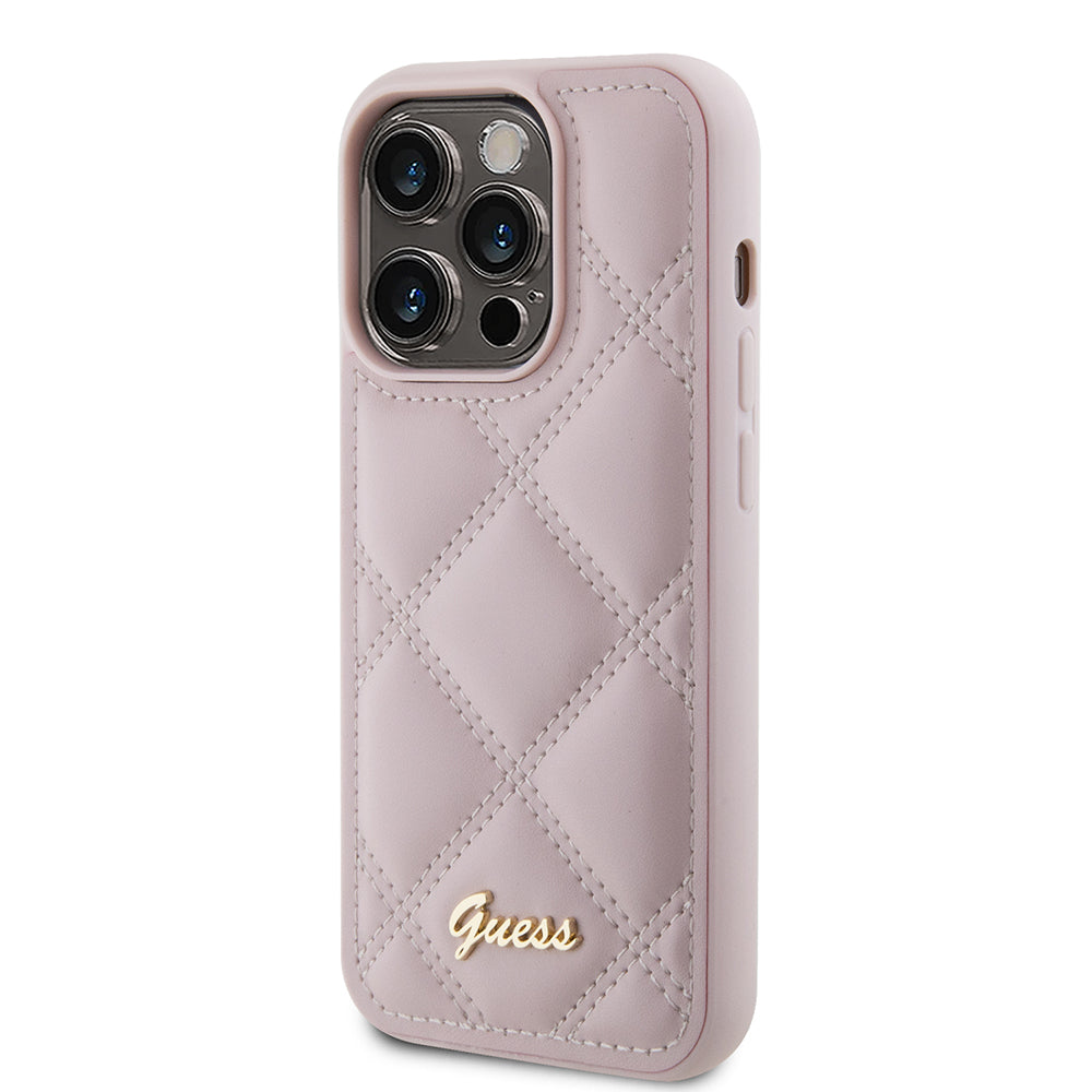 Capa para Apple iPhone 15 Pro, Guess, Quilted Metal Logo, Rosa