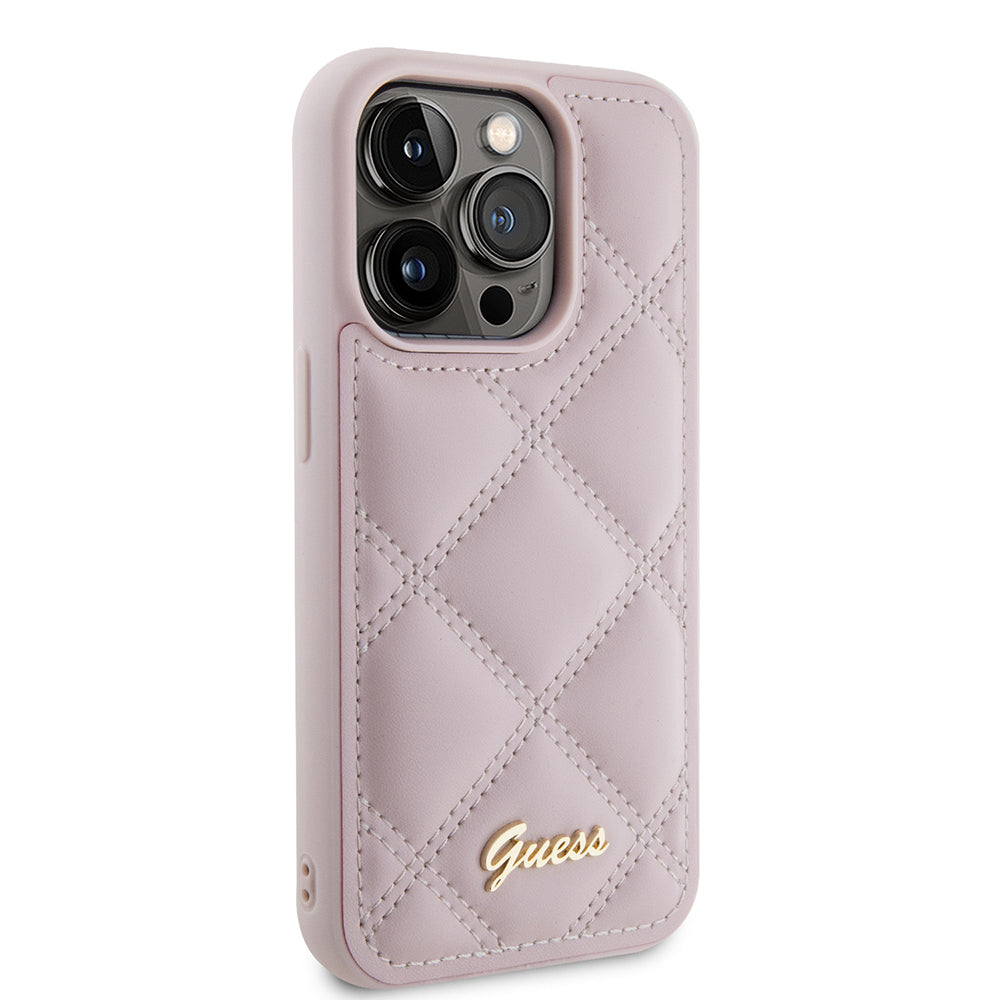 Capa para Apple iPhone 15 Pro, Guess, Quilted Metal Logo, Rosa