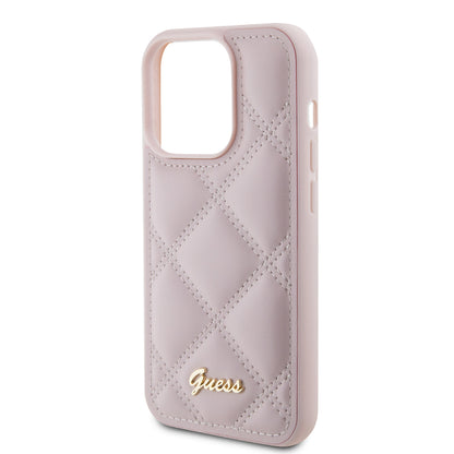 Capa para Apple iPhone 15 Pro, Guess, Quilted Metal Logo, Rosa