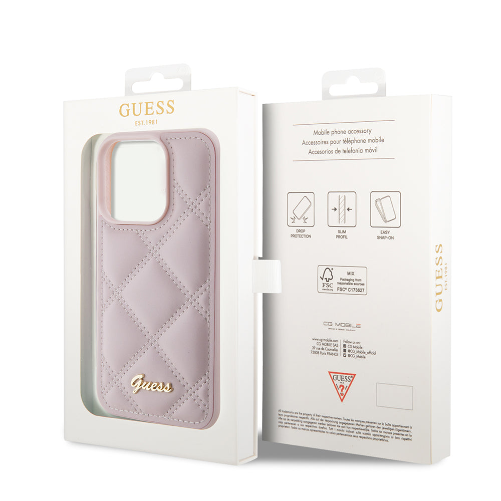 Capa para Apple iPhone 15 Pro, Guess, Quilted Metal Logo, Rosa