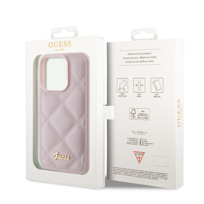 Capa para Apple iPhone 15 Pro, Guess, Quilted Metal Logo, Rosa