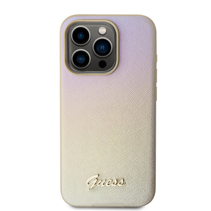 Capa para Apple iPhone 15 Pro, Guess, Saffiano Iridescent Script, Dourada