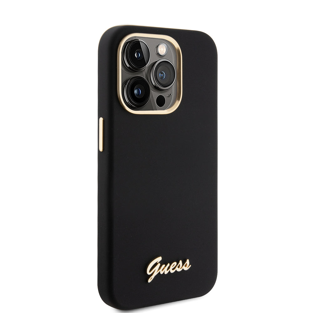 Capa para Apple iPhone 15 Pro, Guess, Script Metal Logo & Frame, Preta