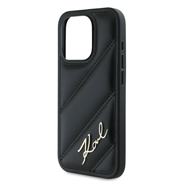 Capa para Apple iPhone 15 Pro, Karl Lagerfeld, Diagonal Quilted Script, Preta