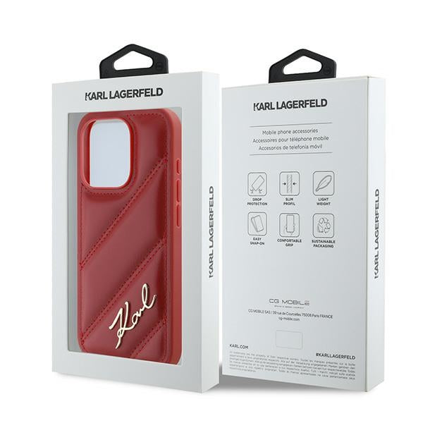 Capa para Apple iPhone 15 Pro, Karl Lagerfeld, Diagonal Quilted Script, Rosie