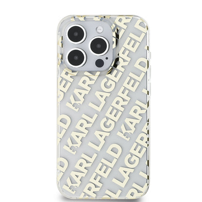 Capa para Apple iPhone 15 Pro, Karl Lagerfeld, IML Luxury Monogram KL Pattern with Strap, Preta