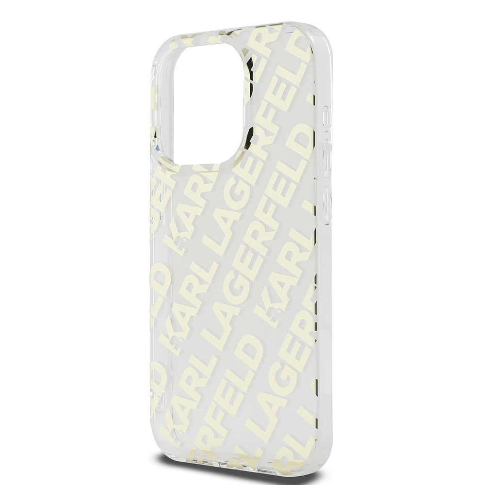 Capa para Apple iPhone 15 Pro, Karl Lagerfeld, IML Luxury Monogram KL Pattern with Strap, Preta