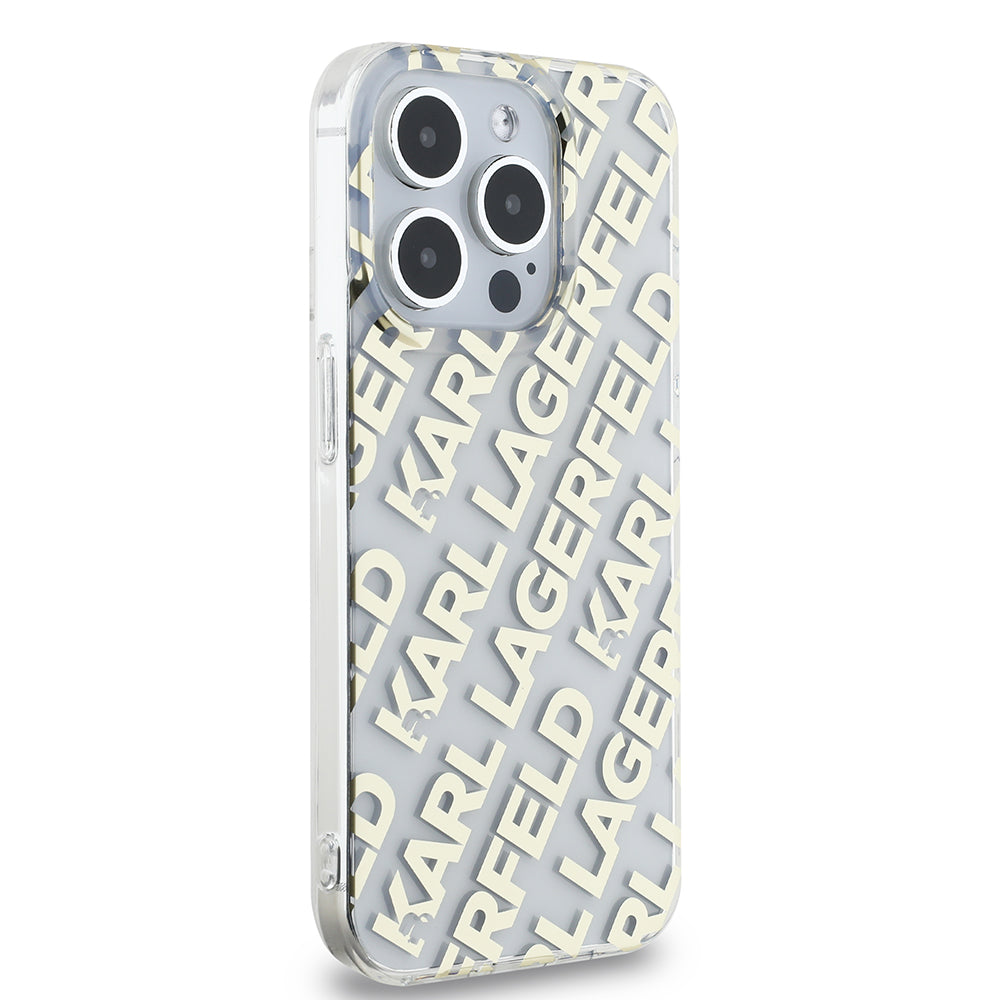 Capa para Apple iPhone 15 Pro, Karl Lagerfeld, IML Luxury Monogram KL Pattern with Strap, Preta