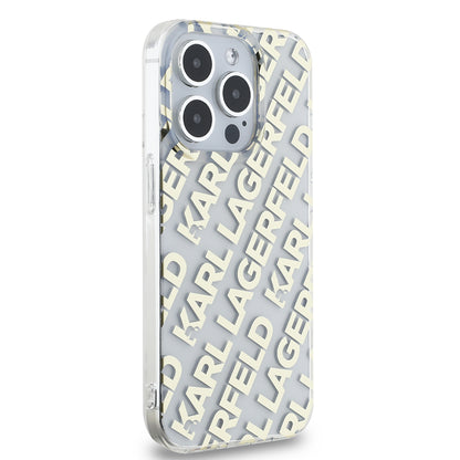 Capa para Apple iPhone 15 Pro, Karl Lagerfeld, IML Luxury Monogram KL Pattern with Strap, Preta