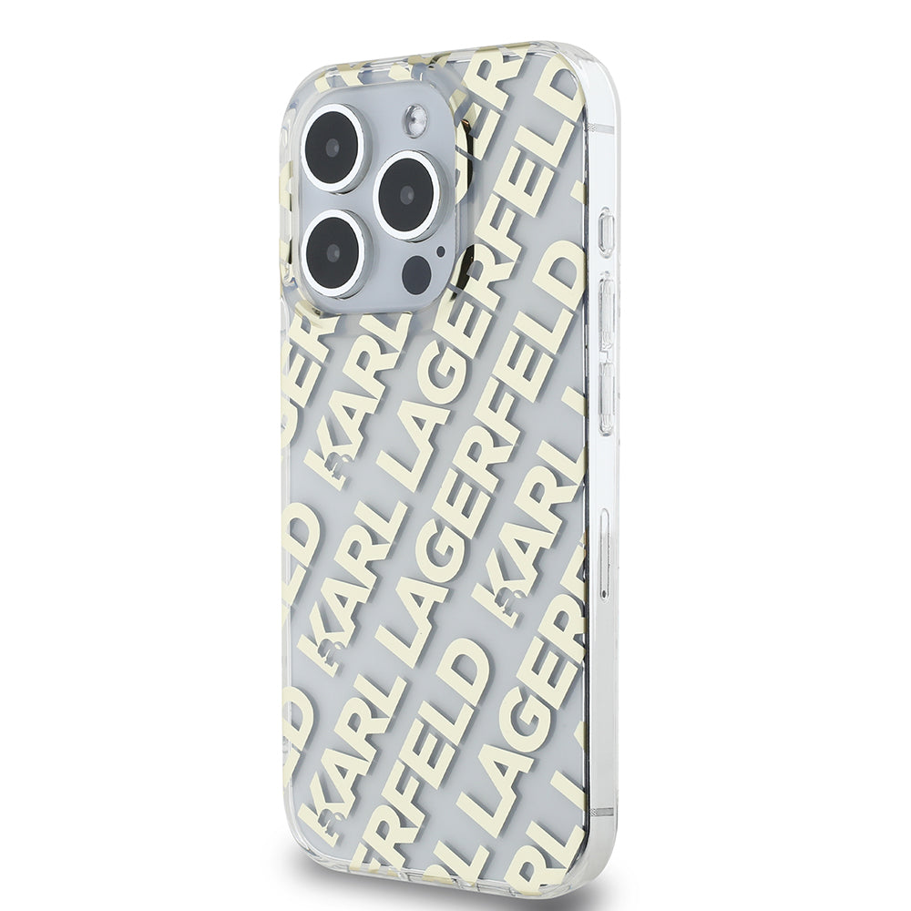 Capa para Apple iPhone 15 Pro, Karl Lagerfeld, IML Luxury Monogram KL Pattern with Strap, Preta