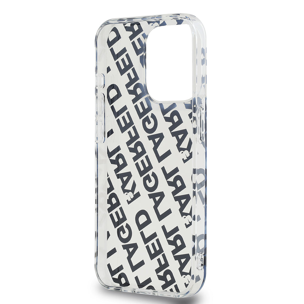 Capa para Apple iPhone 15 Pro, Karl Lagerfeld, IML Luxury Monogram KL Pattern with Strap, Preta