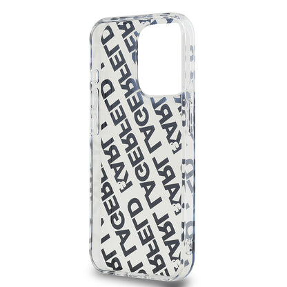 Capa para Apple iPhone 15 Pro, Karl Lagerfeld, IML Luxury Monogram KL Pattern with Strap, Preta